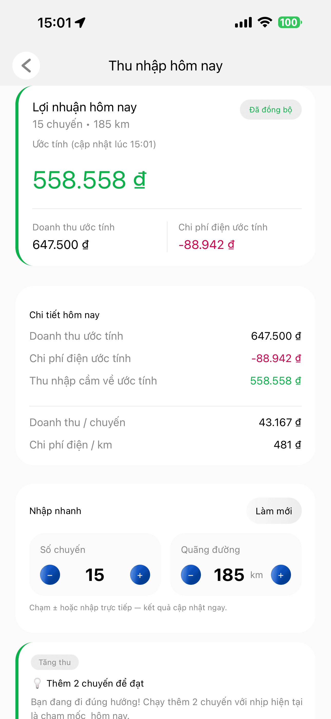 Theo dõi lợi nhuận hằng ngày